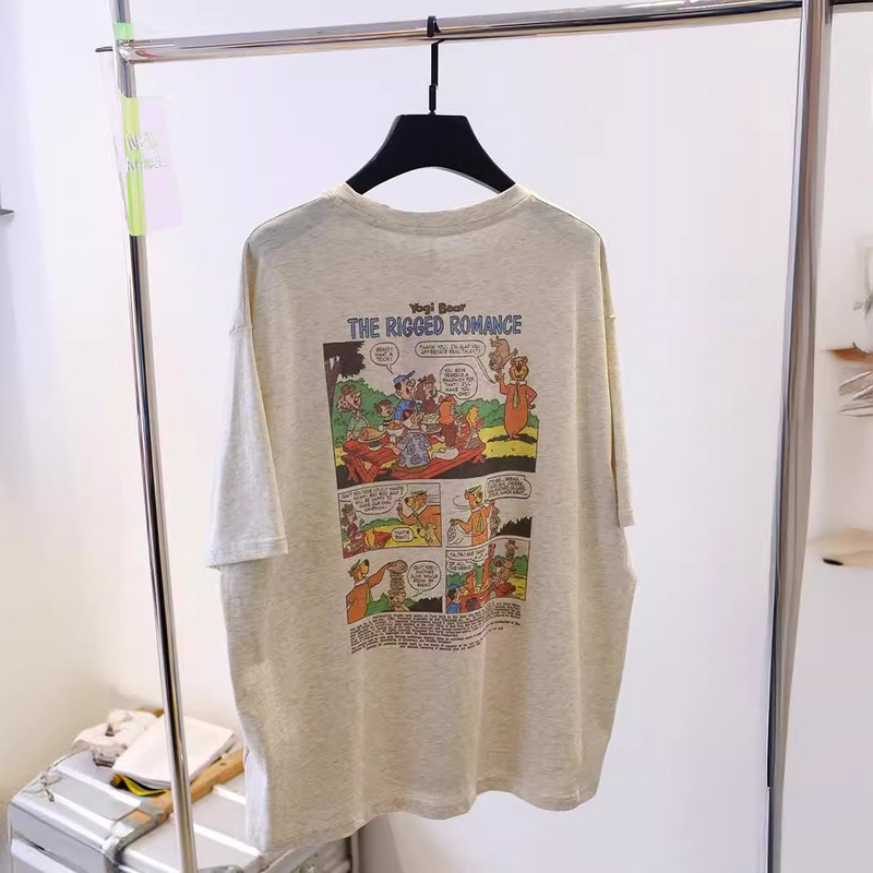South Korea's Dongdaemun Spring and Summer New Cartoon Cartoon Bear Age-Reducing Loose Fat mm Large Size 1.0-150kg Short-Sleeved T-Shirt for Women South Korea's Dongdaemun Spring and Summer New Cartoon Cartoon Bear Age-Reducing Loose Fat mm Large Size 1.0-150kg Short-Sleeved T-Shirt for Women