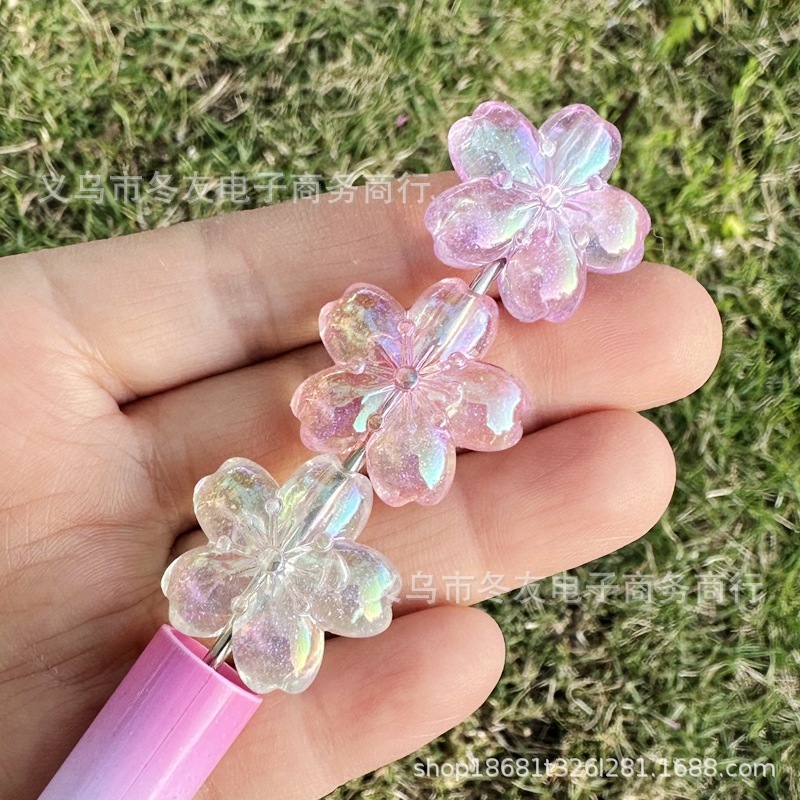22mm亚克力uv炫彩夜闪透明樱花珠子diy手机链钥匙扣饰品配件材料|undefined