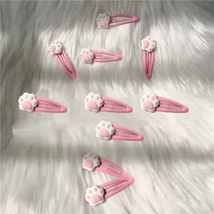 Cute Japanese-Style Hair Clip — Cat Paw Bangs Crab Pin, Pink, Small 4.33 cm, Lightweight