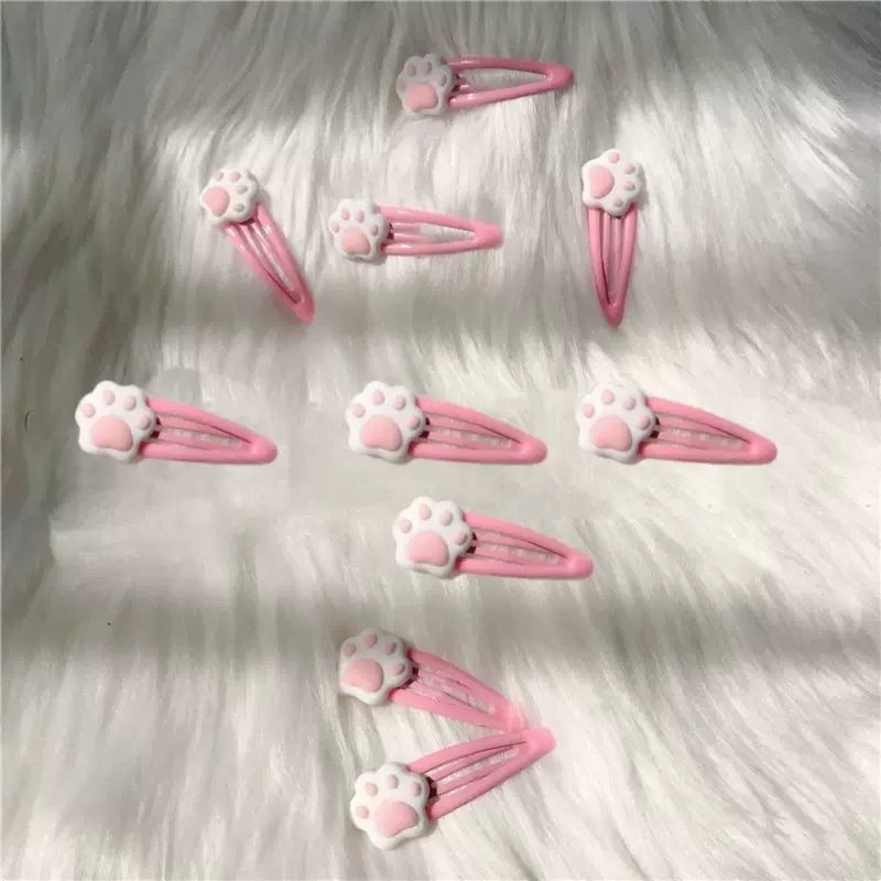 Cute Japanese-Style Hair Clip — Cat Paw Bangs Crab Pin, Pink, Small 4.33 cm, Lightweight