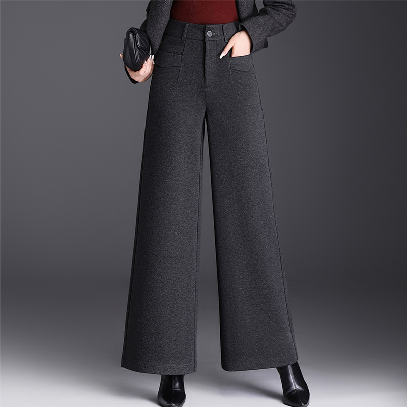 Thickened Woolen Wide-Leg Pants for Women Autumn and Winter 2025 New High-Waisted Loose Straight Pants Fashionable Versatile Casual Pants Thickened Woolen Wide-Leg Pants for Women Autumn and Winter 2025 New High-Waisted Loose Straight Pants Fashionable Versatile Casual Pants