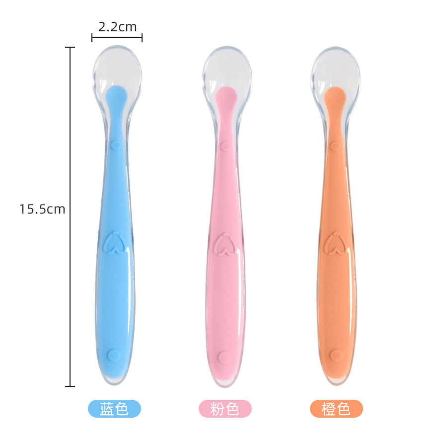 Cuchara para bebé, cuchara de silicona para bebé, cuchara de entrenamiento para niños, cuchara suave de dibujos animados, vajilla de silicona para recién nacidos, venta al por mayor