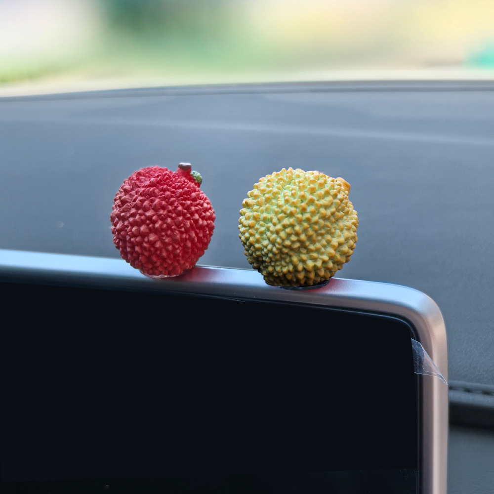 [Regalo de automóvil nuevo-Durian olvidado] decoración de automóvil extraña y excéntrica adorable decoración de consola central de automóvil litchi