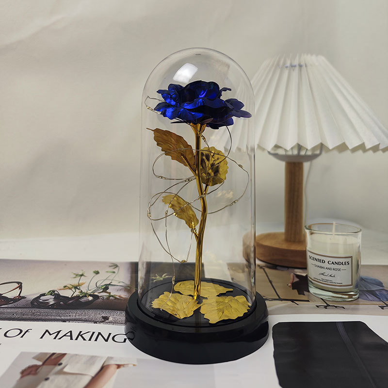 Flor inmortal de oro flor de vidrio de plástico decoración regalo de cumpleaños ceremonia de graduación Qixian día de San Valentín lámpara de noche