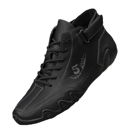 Large size men's leather boots, Octopus fashionable casual shoes, outdoor mid-top fashionable warm Martin boots
