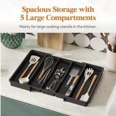 TEMUクロスボーダー新品Expandable Utensil Tray拡張食器収納ボックス防塵家庭用
