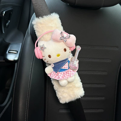 anti-abrasion clothing for couples, a – Seat belt shoulder pad - pink-guitar-kt-cat
