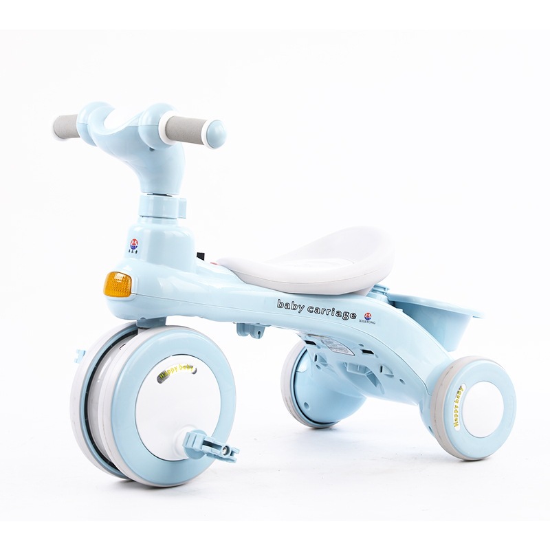 Triciclo de Empuje para Niños de 1 a 6 Años de Plástico con Barandillas y Toldo