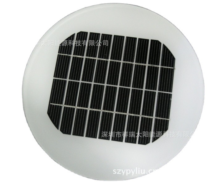 圆形太阳能玻璃层压电池板 2W圆形太阳能电池组件应用照明灯具
