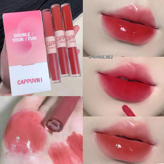 Cappuvini new color fun double lip glaze mirror water gloss lip glaze student high value Chinese beauty lipstick