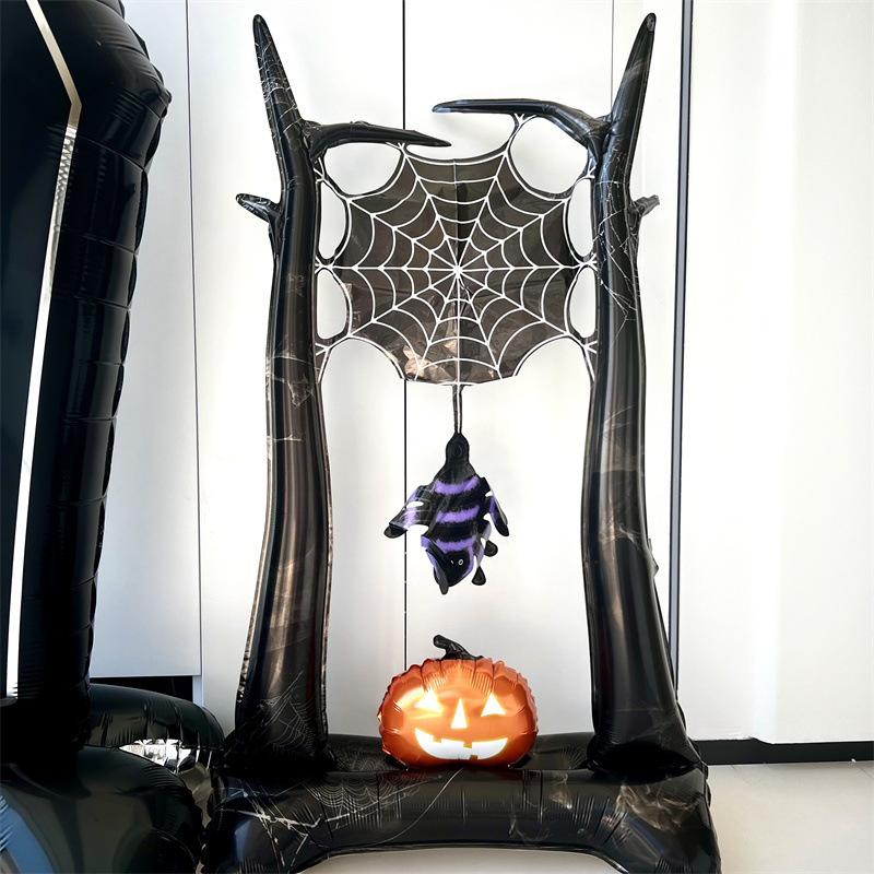 Atmósfera transfronteriza Halloween gigantesco de pie base de globo calabaza esqueleto demonio centro comercial bar café diseño