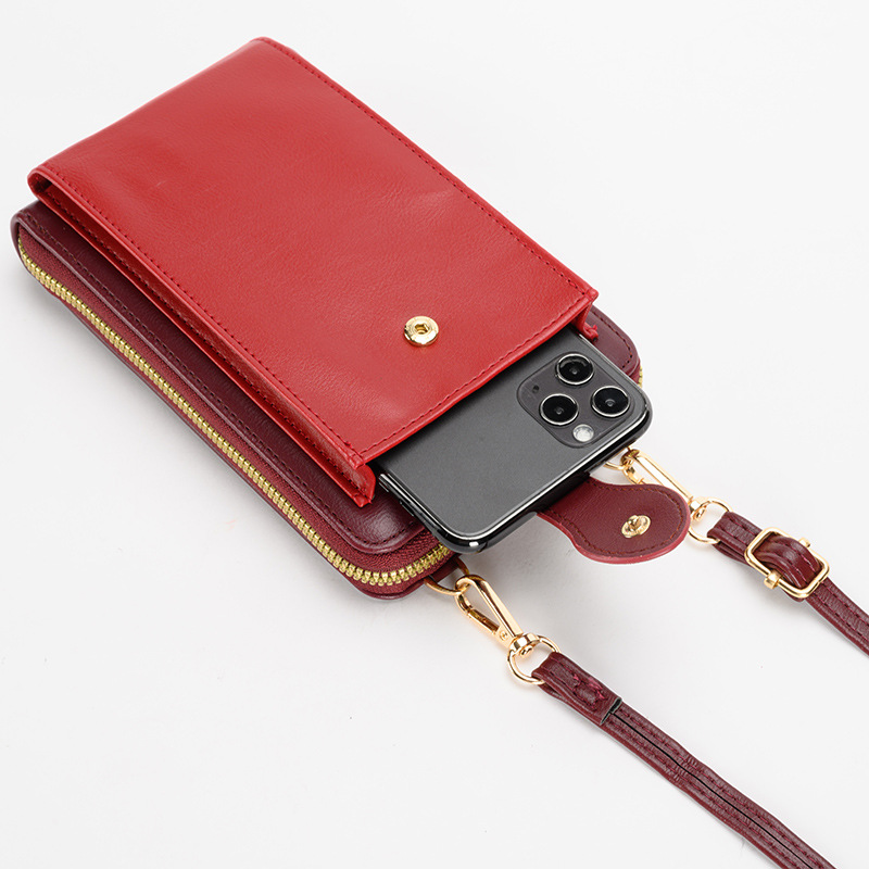 2024 spring new color matching mobile phone bag, vertical wallet, women's single shoulder crossbody bag, multifunctional small shoulder bag