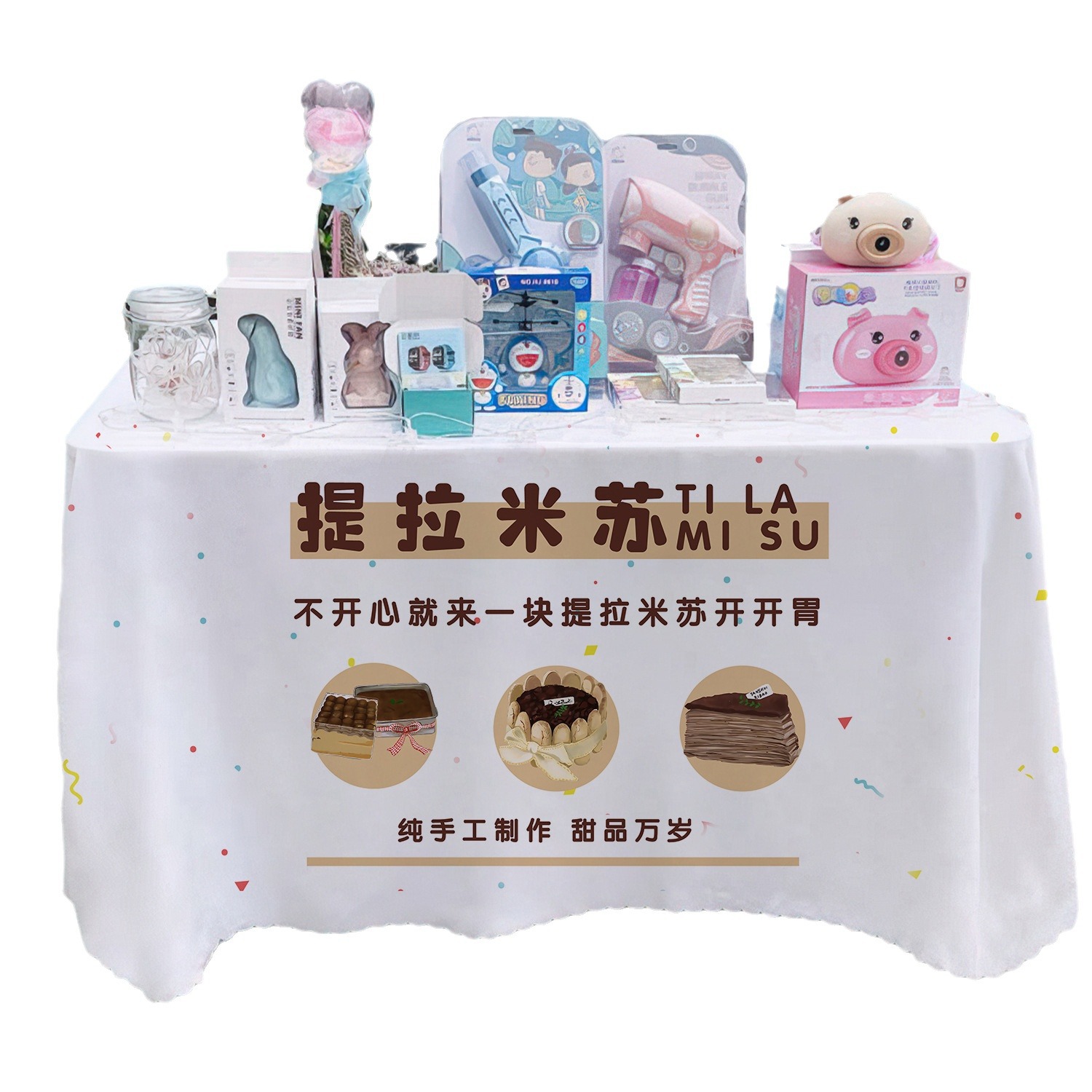 Tiramisu puestos de mercado nocturno puestos de mesa de carteles de decoración de tabla publicitaria tela de publicidad tela colgante