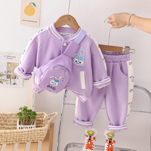 Girls' Autumn Outfit Set  New Arrival Korean Style Children's Baseball Uniform for Girls Baby Sports Suit Two-Piece Set Dropshipping
