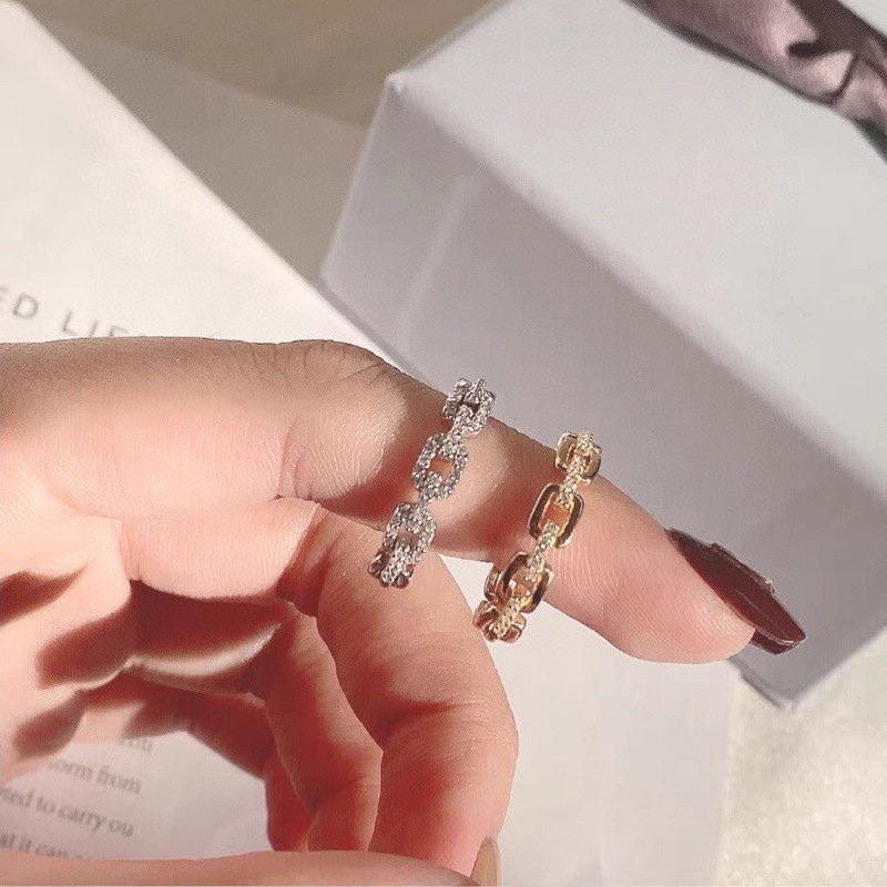 HEJIA 돼지 코 체인  링 여자 일본과 한국식 단순 올 매치 라이 다이아몬드 링 버클 인덱스 핑거 링 스태킹 웨어