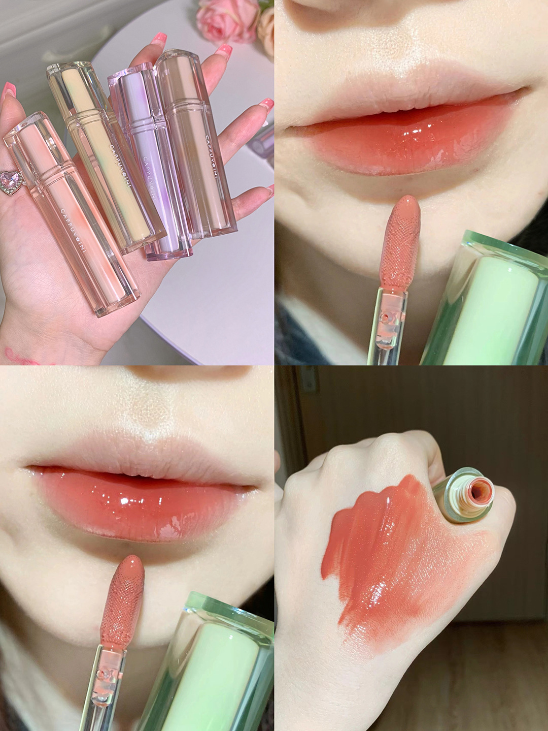 Capo Vini Ice Tea Mirror Surface Water Gloss Lip Gloss Lip Gloss Lip Gloss Glass Jelly Lip Triangular Transparent Tube Lip Gloss [Special Offer] undefined