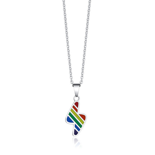 New Rainbow Earrings Friendship Jewelry Stainless Steel Rainbow Lightning Earrings Pendant Titanium Steel Earrings PE-010