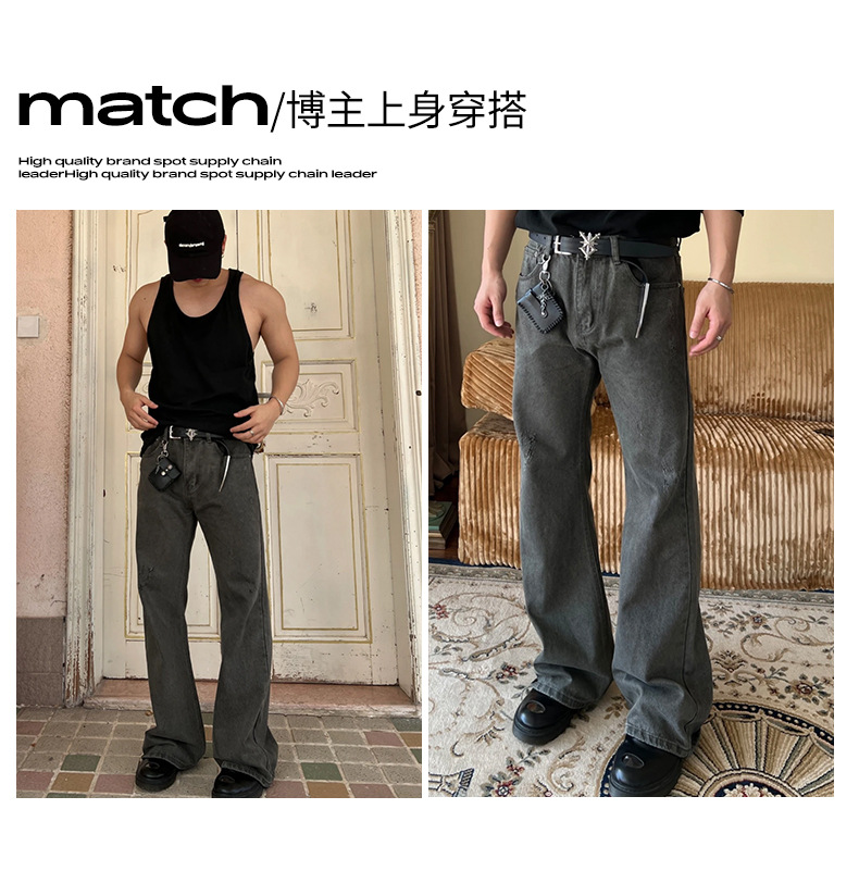 UNF A*NE平替原样开发泥染微喇水洗做旧cleanfit直筒休闲裤牛仔裤详情5