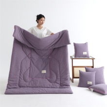 纯棉抱枕被子两用空调毯子午睡办公室枕头被汽车载靠枕折叠二合一