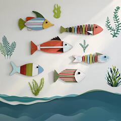 地中海スタイルのテーマレトロな魚のペンダント壁立体魚の形の壁の装飾モデルルーム B&B ホテル