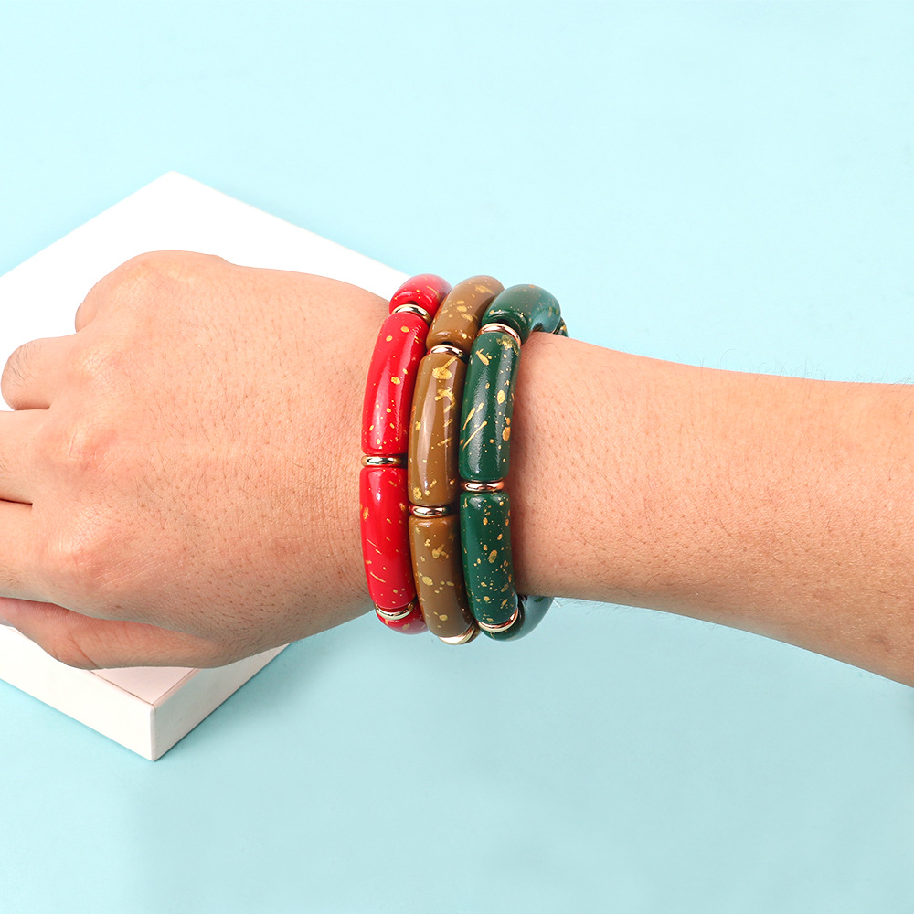 29g Weight Bangle Classification 1 Piece Quantity Retro Color Block Arylic Bangles Wholesale