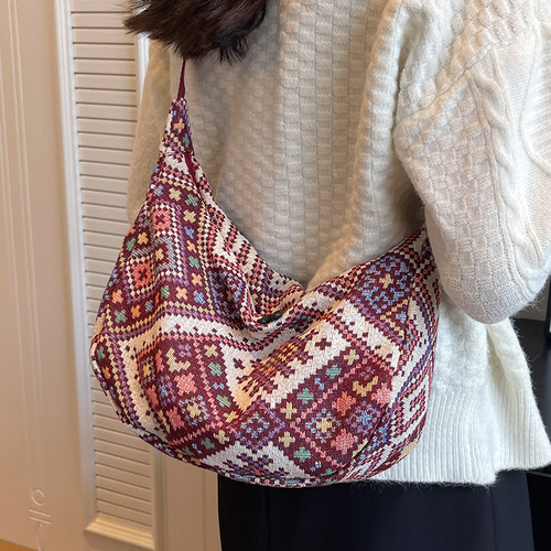 Large-Capacity Ethnic-Style Dumpling Bag for Women | Korean-Style All-Match Crossbody Bag | Women's Instagram-Inspired Shoulder Bag