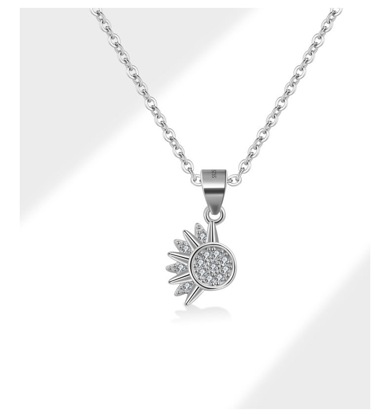 925 Sterling Silver Cable Chain Plating Sun Moon Pendant Necklace display picture 9