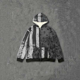 亚马逊新款热卖美式旗帜连帽衫男款连帽衫运动衫情侣连帽拉链卫衣