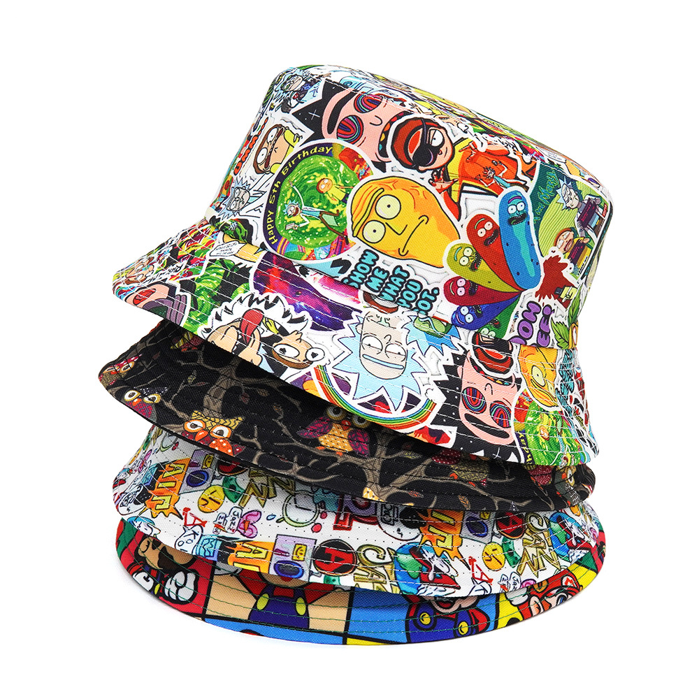 Unisex Mode Karikatur Drucken Breite Traufen Bucket Hat display picture 1