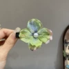 Oil painting green flower edge clip (AA3533)