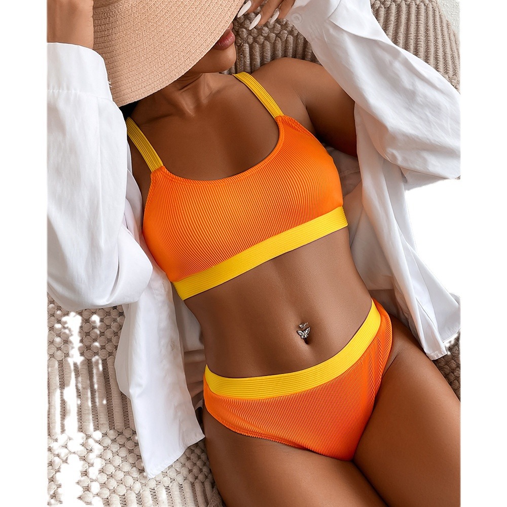 Bikini de Dos Piezas Texturizado de Poliéster, Sin Mangas, para Natación image 6