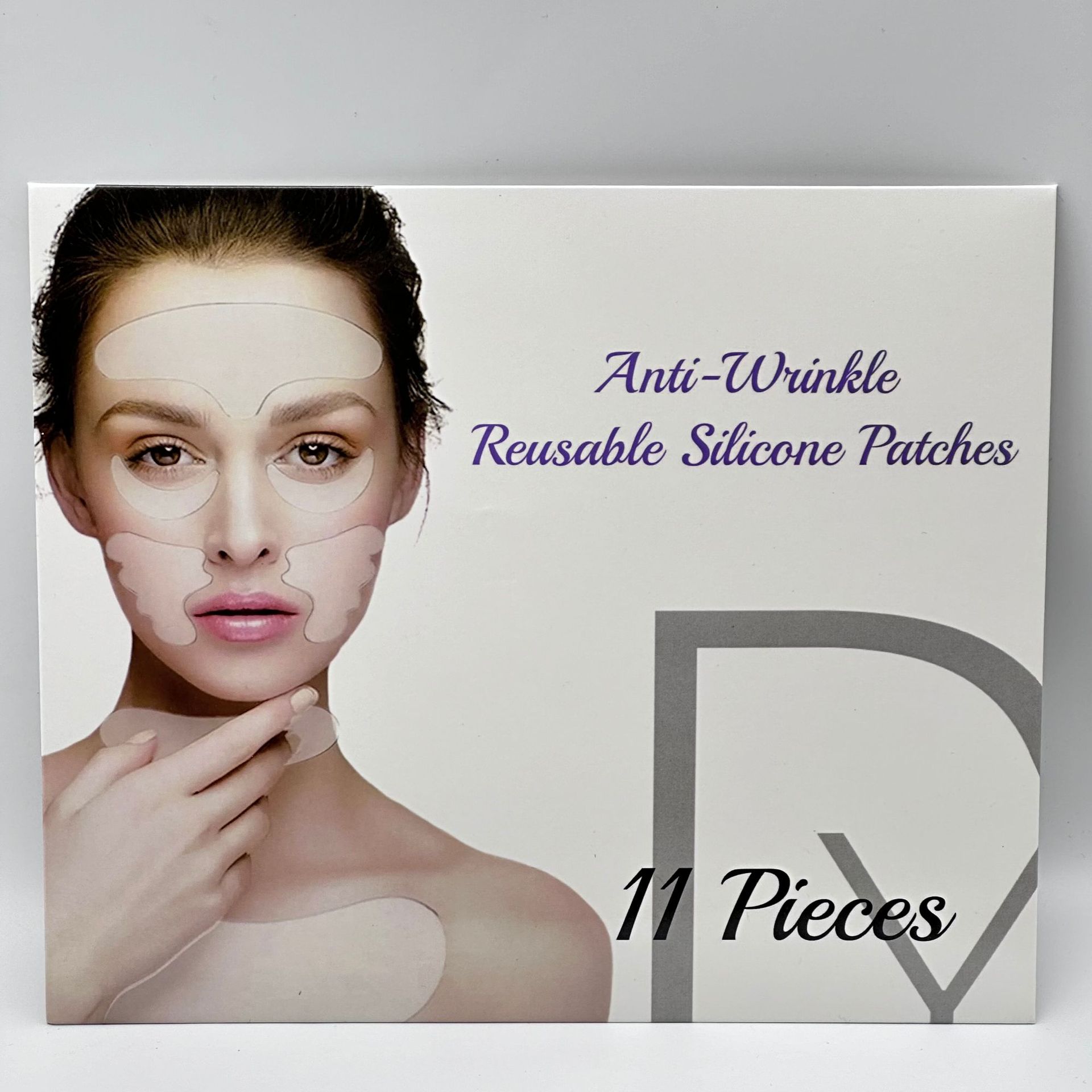 Pegatinas de frente antiarrugas de silicona de fábrica Pegatinas de cara de 11 piezas con embalaje de caja de color Pegatinas de cuello Pegatinas de barbilla Levantamiento y apriete