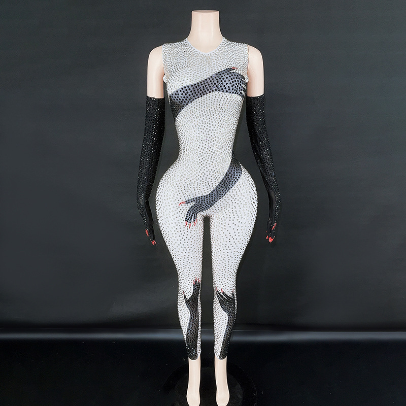 Halloween vestido de fiesta de noche atmósfera vestido negro impresión de la mano diseño apretado mono adelgazante slim fit