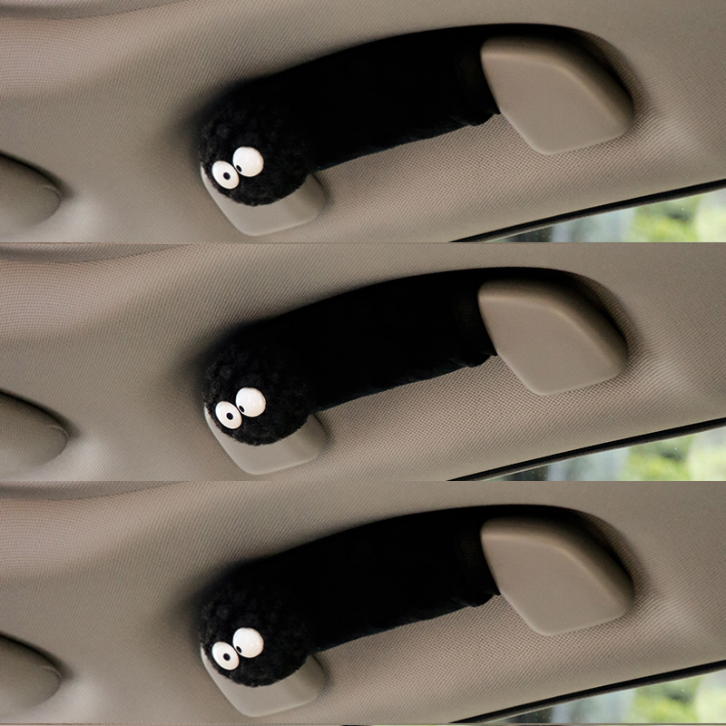 Nuevos productos lindos guantes de tirada de bola de carbón negro guantes de automóviles universales frenos manija de puerta interior cubierta de protección decoración de automóviles