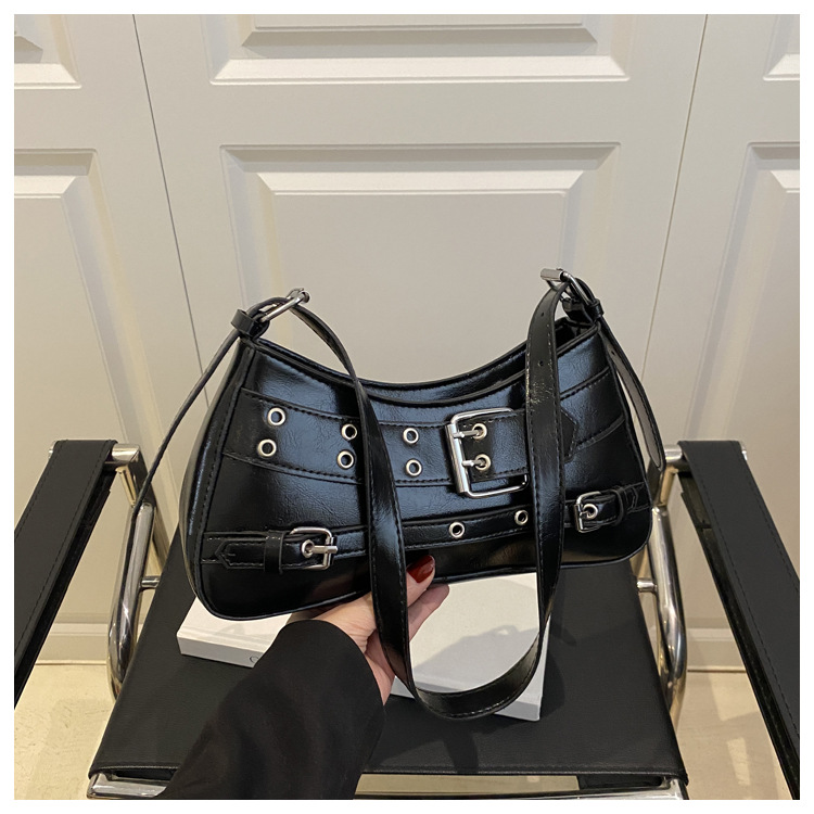 Transfronterizo 2025 primavera y verano nuevo estilo de alta calidad diseño de nicho bolso de viaje diario de un solo hombro bolso de axila con decoración de cinturón