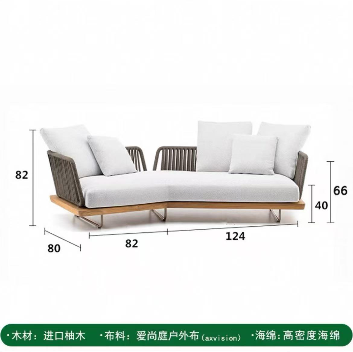 Sofá al aire libre diseñador de combinación patio jardín ocio muebles de madera maciza casa de sol terraza sofá de caña