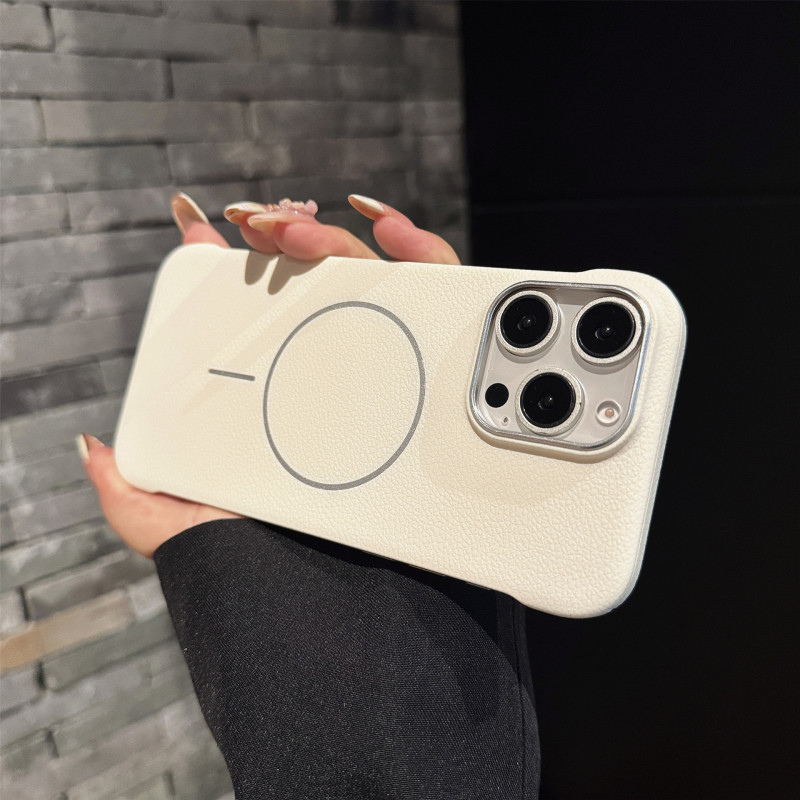超薄型レザー調フレームレス薄型磁気吸着スマホケース iPhone17promax/Apple16/15対応 保護カバー|undefined
