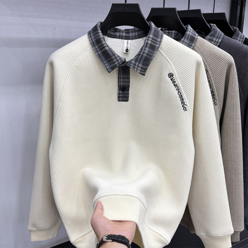 Shirt Polo Collar Knitwear Men's 2025 Winter New Warm Thickeneded Pullover Inner Layering Shirt Top Shirt Polo Collar Knitwear Men's 2025 Winter New Warm Thickeneded Pullover Inner Layering Shirt Top