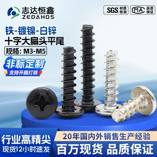 铁镀镍TB伞头十字平尾自攻钉M3~M5工厂直营大扁头十字自攻小螺丝