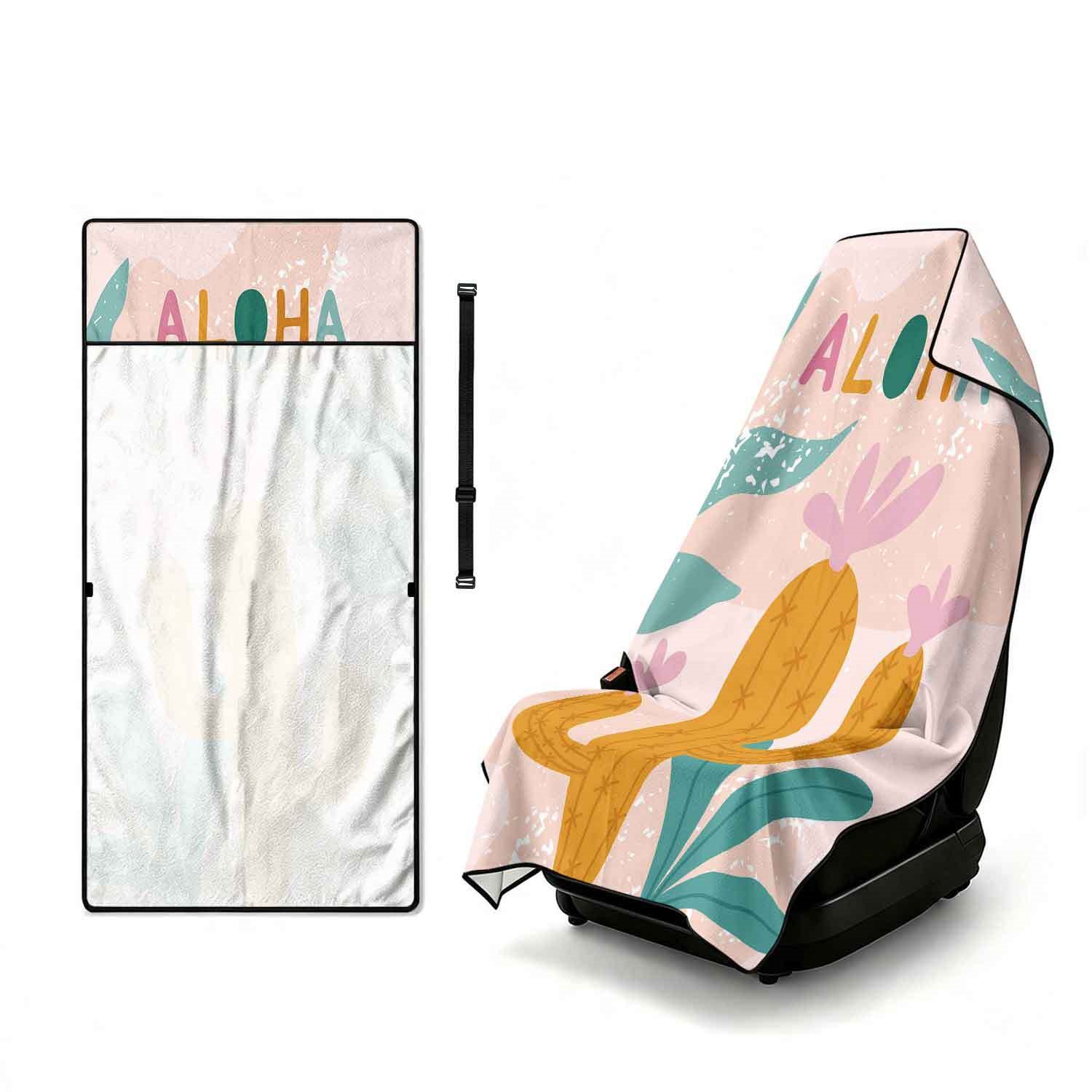 Summer bath towel and car seat cover 2-in-1, ultra-fine fiber outdoor beach and car dual-use universal seat cushion