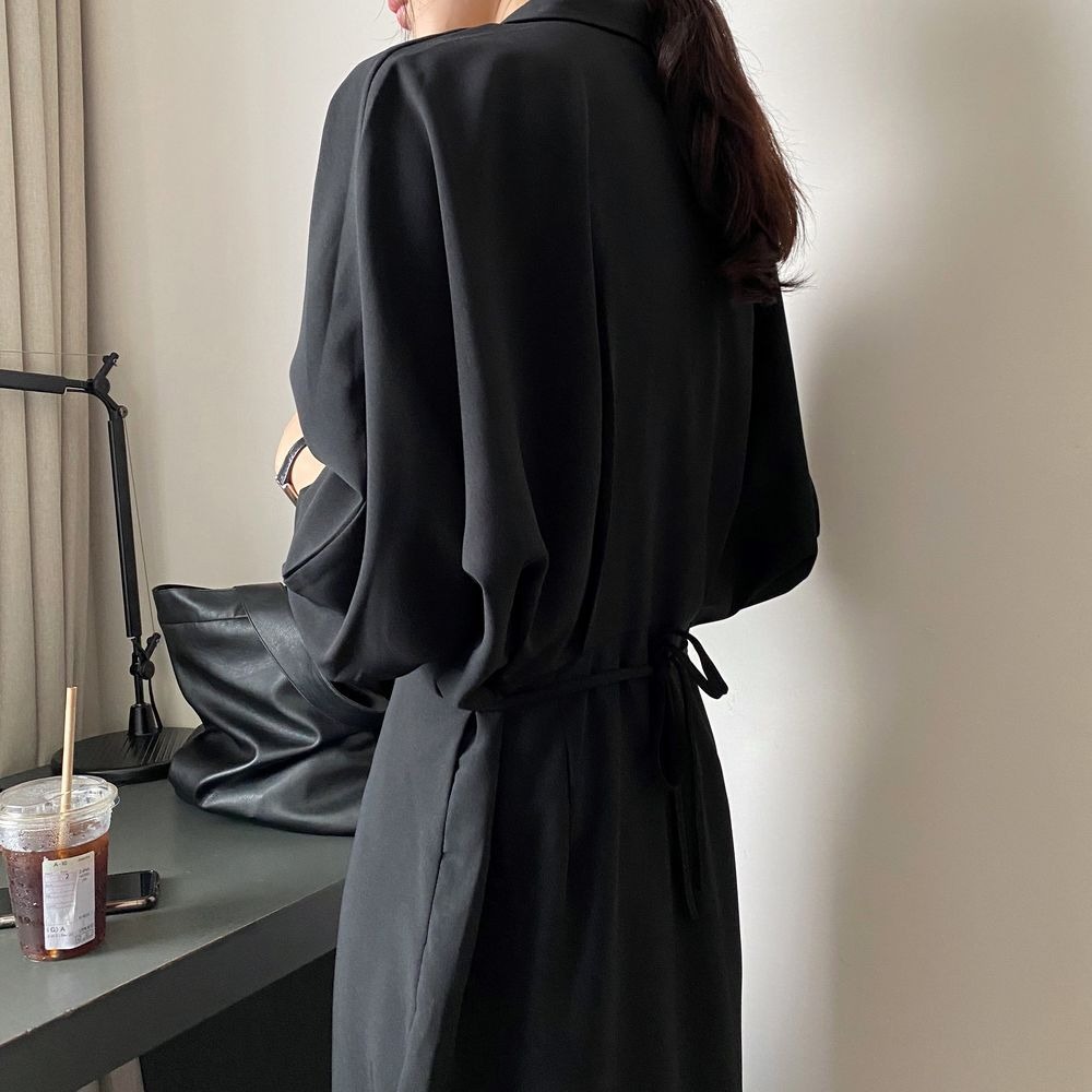 385g Weight Long Sleeve Sleeve Length A- Line Skirt Dresses Type Regular Sleeve Sleeve Type Polyester, Polyester Fabric Type Cardigan, Shirt Collar Neckline Regular Fit Fit Type Solid Color Pattern New Style, Japanese and New Leisure Style Elegant French Waist Cinching Slimming Fairy Tale Style Long Dress Goddess Look Loose Fit One Piece Pure Color Polyester Dress 9
