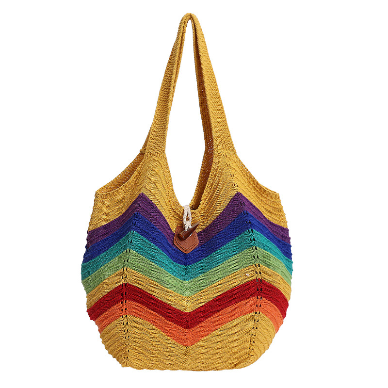 Beach Vacation Style Knitted Bag For Women, Fashionable Versatile Simple Shoulder Bag, Lazy Style Woven Tote Bag - Thumbnail 5