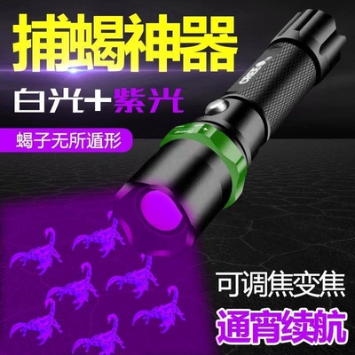 High-brightness scorpion catching lamp, scorpion flashlight with UV fənərlər - dual-white-and-purple-light-sources-rechargeable-free-tweezers-special-forces-scorpion-light-dual-light-38000k-rechargeable