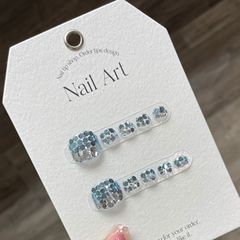 Handmade Nail Art Glitter Blue Nail Polish Removable False Nails