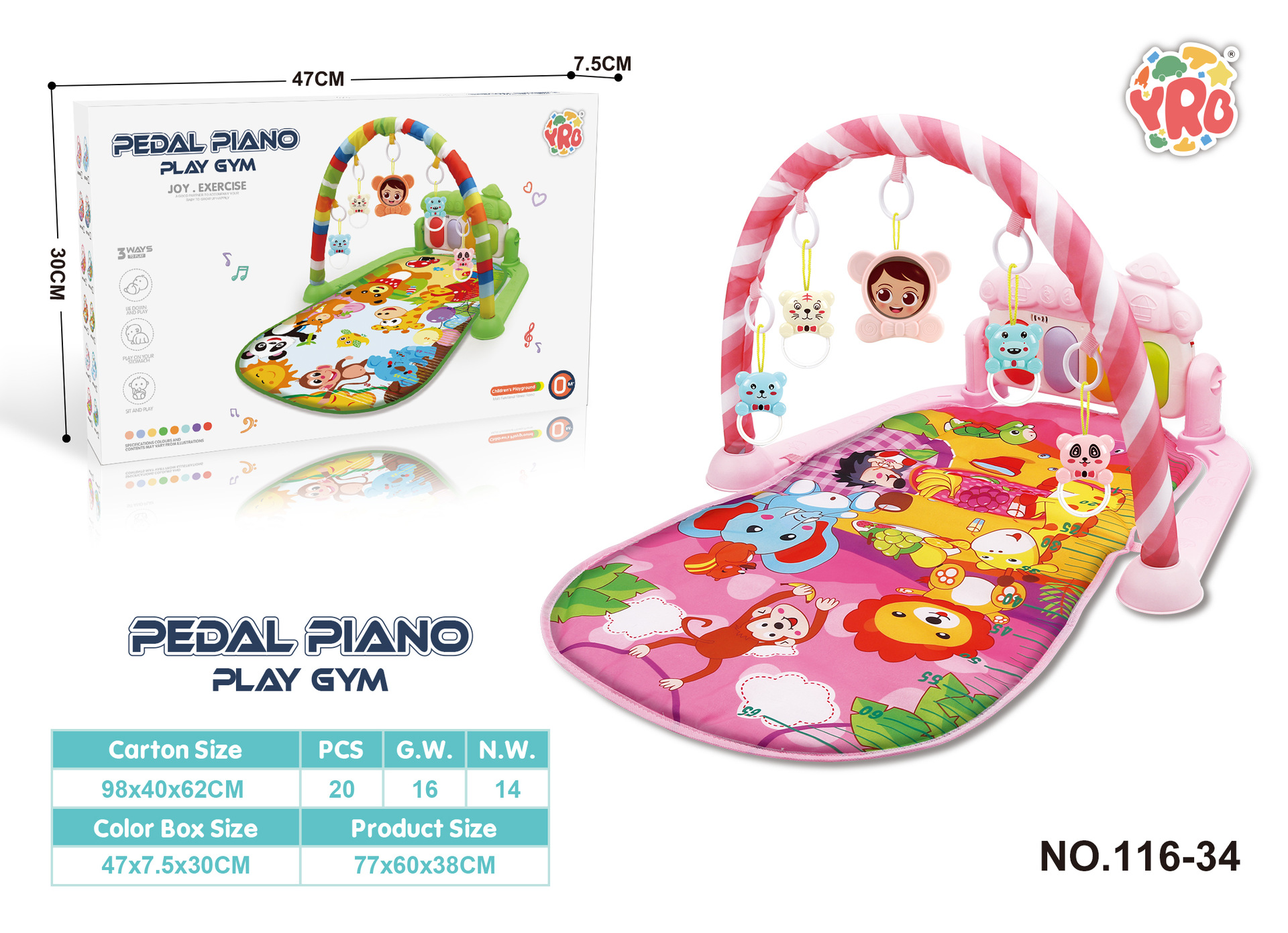 Yrb Amazon フィットネススタンド 0-36 ヶ月のおもちゃ新生児音楽フィットネスデバイスベビーピアノ卸売