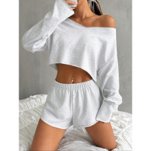P 81415 Long-sleeve Shorts Two-piece Set �������¶̿�������