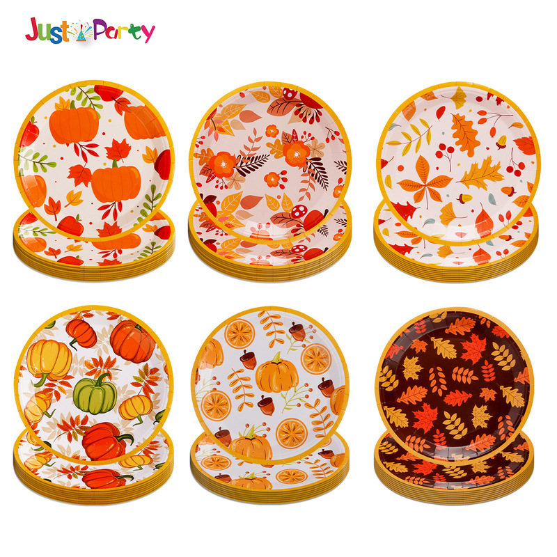 Amazon cross-border Thanksgiving decoration disposable paper plate birthday party plate suit supplies wholesale