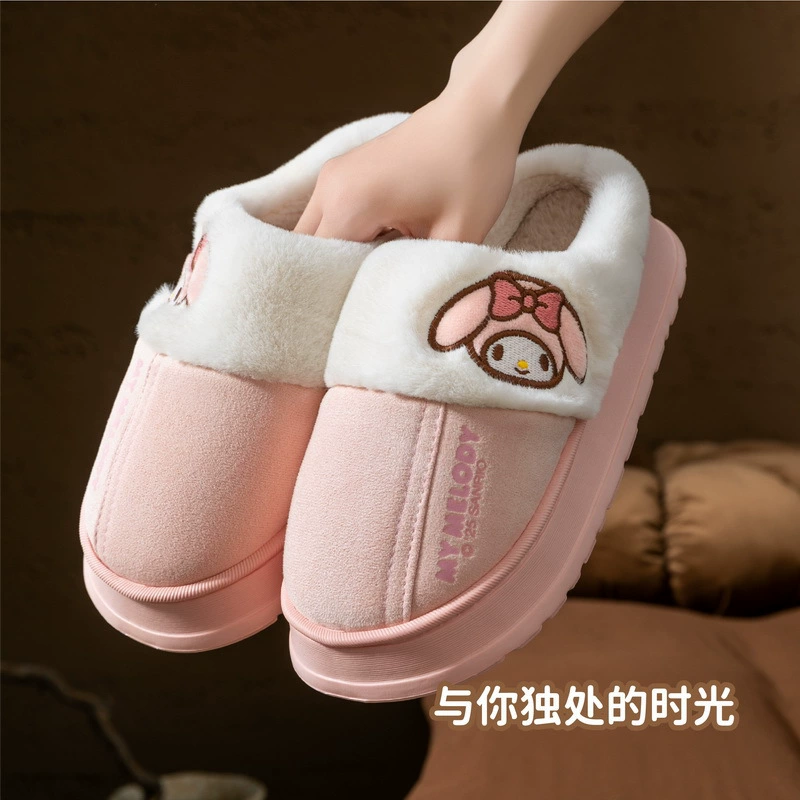 Тапочки Sanrio из хлопка для дома, для мамы и ребёнка, с персонажами (Hello Kitty/Cinnamoroll/Kuromi), размеры 28–41