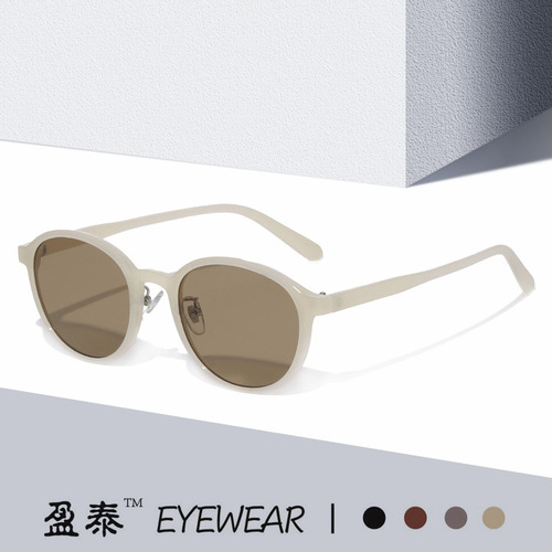 Vintage American style Anker red eyeglass frame women's high-end sense internet celebrity sunglasses bare face magic tool round square face glasses frame 