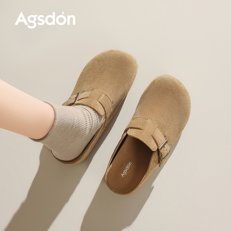 Augu Shi Deng grueso Bocken zapatos de mujer 2026 nuevo Bocken de primavera mitad zapatillas perezosa un solo zapato